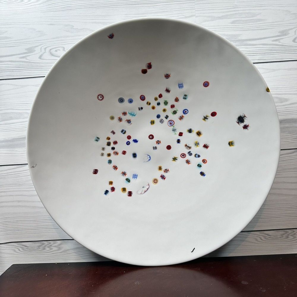 Yalos Casa Murano Italy Art Glass Centerpiece Bowl With Millefiori 17-5/8"